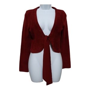 Moth Red Cozy Soft Longsleeve Cardigan with Front Tie Size Small